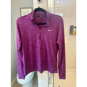 Nike Running Dri-FIT Purple Space Dye 1/2 Zip Pullover Thumbhole Top Womens M